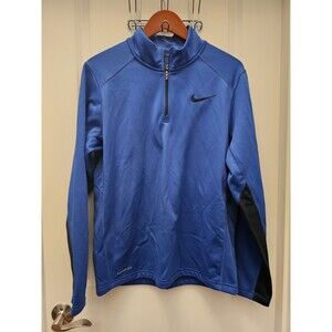 Nike Therma-FIT Men's Medium 1/4 Zip Pullover Fleece Royal Blue Black Accents